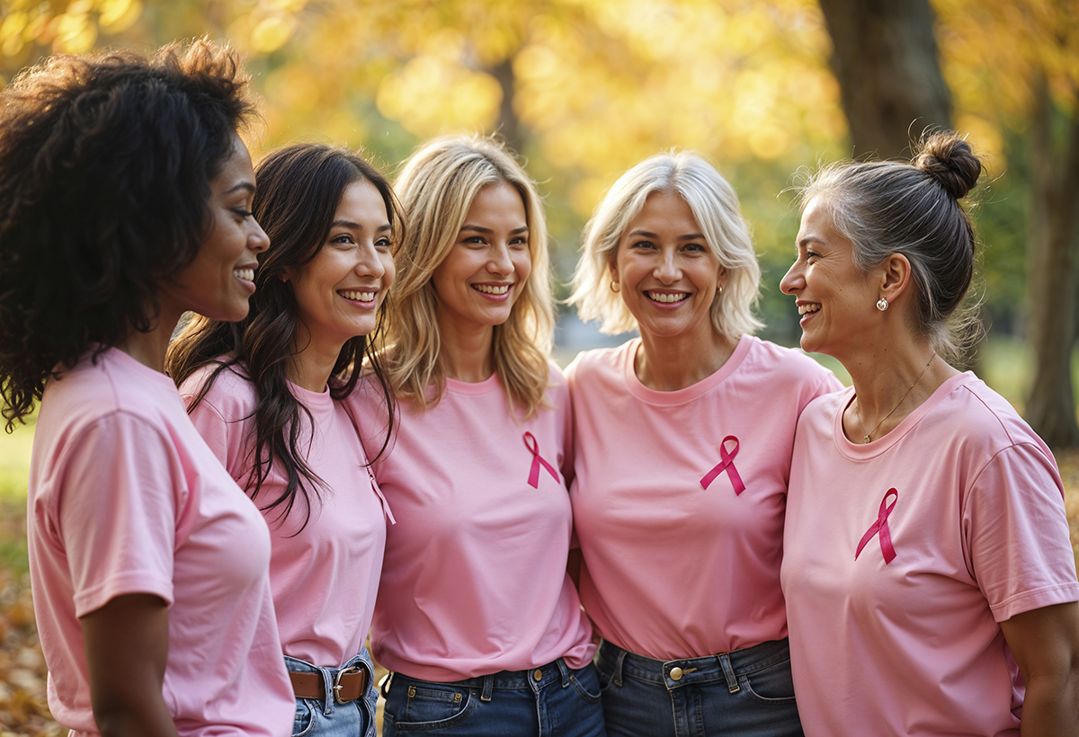 Portrait breast cancer survivors celebrating together (1)